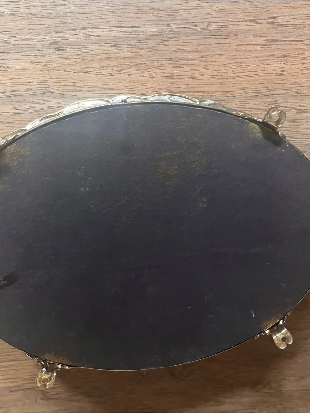 Vintage Ornate Silver Floral Mirror Vanity Lipstick Tray